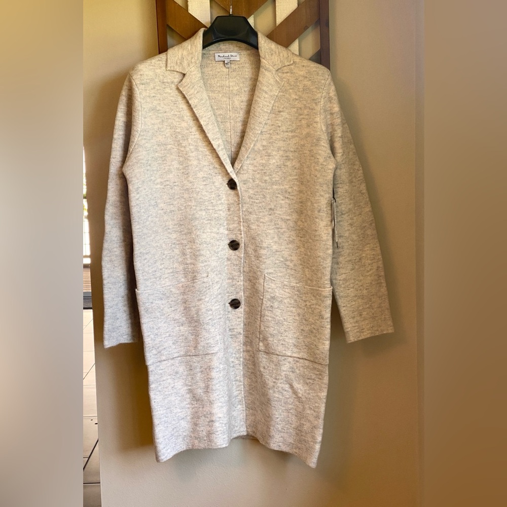 NWT Michael Stars S or M Sumi Oatmeal Coatigan Cardigan Cream Beige Ovsz Long